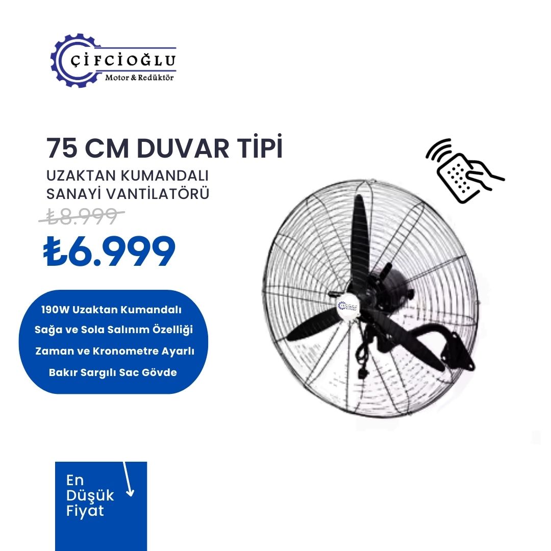 ÇİFCİOĞLU 75 CM UZAKTAN KUMANDALI SANAYİ TİPİ VANTİLATÖR